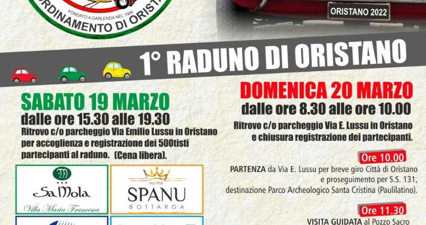 Il 19 e 20 marzo a Oristano il 1° raduno delle Fiat 500 Club Italia